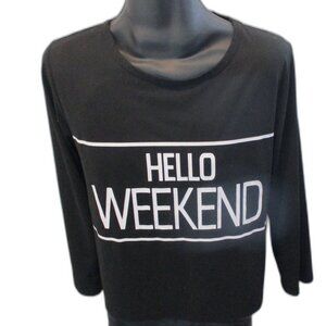🖤 HELLO WEEKEND Black Long Sleeve Tee (Size L)